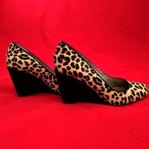 Lucky Brand black cheetah print wedge heels